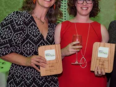 Mel Shufflebotham and Jade Edwards receive awards at Women in Green Business Awards 2024