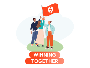An illustration representing 'winning together'