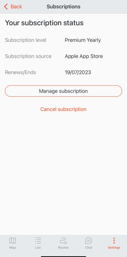 subscription page app store