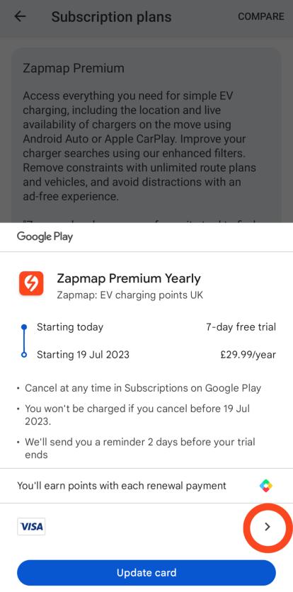 Android - step 3 - select payment method