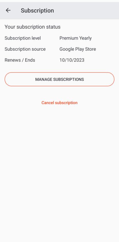 Android - step 7 - view successful subscription