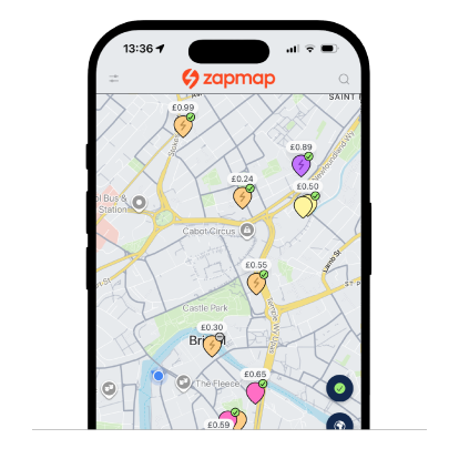 Live map pricing on the Zapmap app