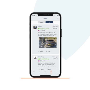 A phone displaying the Zapmap app, showing the chat function with comments from previous users
