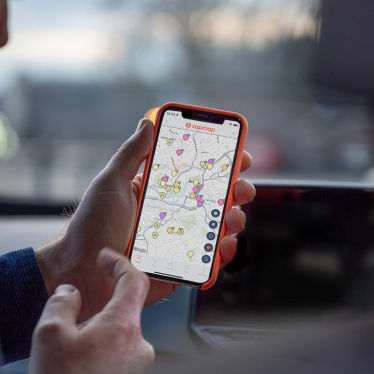 A phone displaying the Zapmap app