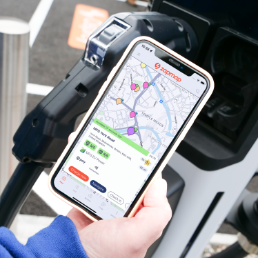 A phone displaying the Zapmap app, showing payment button