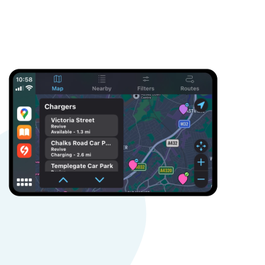 An image of the Zapmap in-car app display