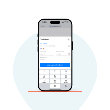 An image showing how to add card details in the Zapmap app