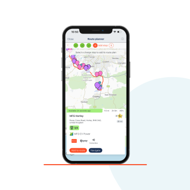 The Zapmap app displaying the route map feature