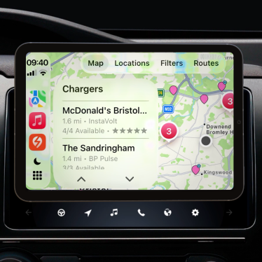 The Zapmap in-car app showing nearby charge points