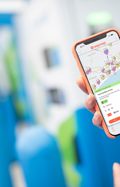 A phone displaying the Zapmap app