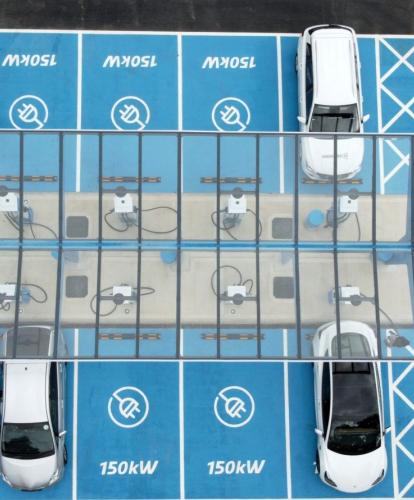Aerial view of MFG charging hub