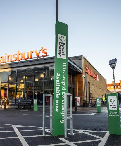 Sainsbury's Smart Charge charge points in front of store