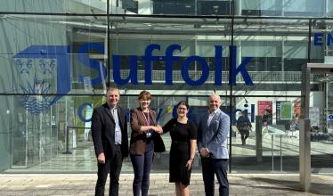 From left to right:    Matthew Ling and Amy Rushton of Suffolk County Council, Charlie Allen and Steve Beer of Believ